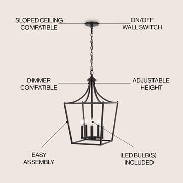 Camden Iron Classic Midcentury Pendant Lantern